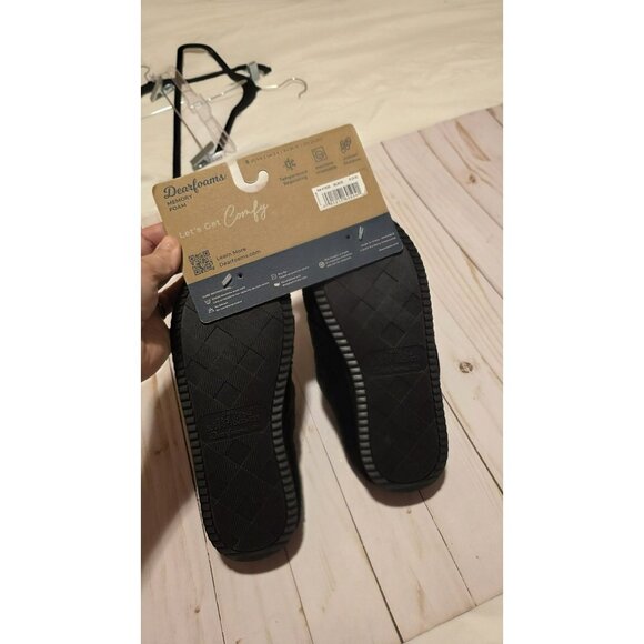 Dearfoams Slippers Black Velour Closed Back Womens size Small 5 Or Size 6 - Picture 2 of 4
